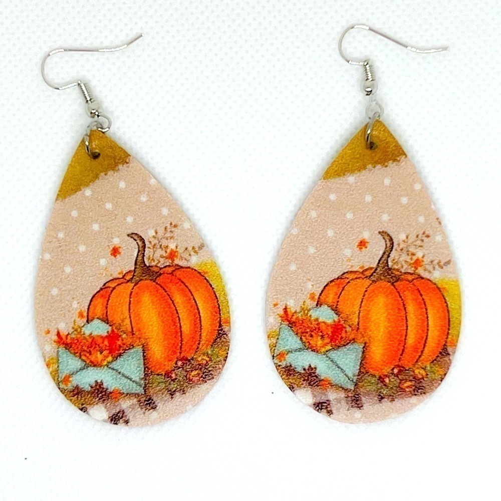 Pumpkin Letter Dangle Earrings